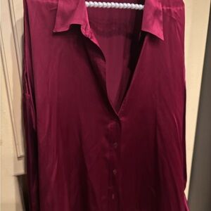 Eileen Fisher Deep Red Button Down Shirt